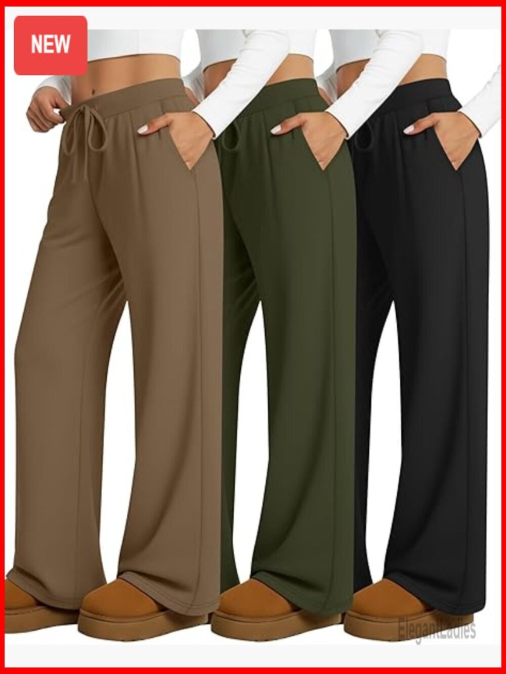 3 Pack Wide Leg Lounge Pants Drawstring Yoga Sweatpants with Pockets
